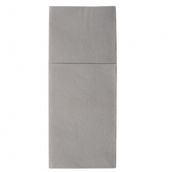 4x100 Stück Bestecktaschen 1/8-Falz grau Premium Airlaid-Serviette 
