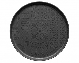 Teller flach 28cm Uno Schwarz Traditional Tiles Mäser 