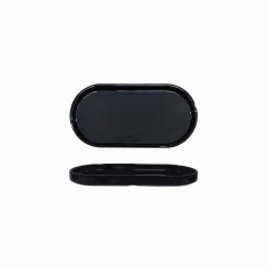 Teller oval mit Rand 260 x 128 x 20 mm schwarz Rim Line von Q Squared 