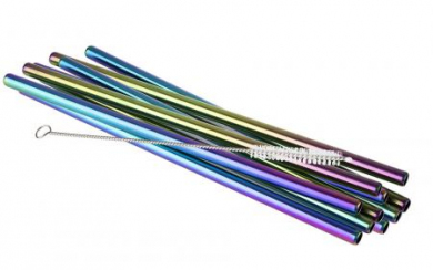 Trinkhalme aus Edelstahl 11er Set APS Durchmesser 8 mm