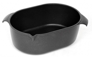 AMT Bräter 41 × 28 × 12 cm mit Ausgießer aus Aluguss Induktion 