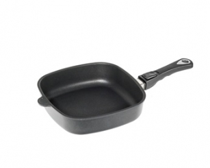 AMT Profi Eck-Pfanne Aluguss hoch Induktion 24 x 24 cm / 6 cm hoch mit abnehmbaren Griff