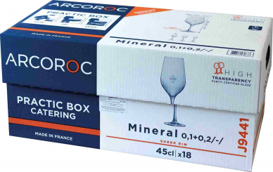 Rotweinkelch 450 ml Mineral Arcoroc mit Catering Box 18 Gläser ab 360 Stück Eichstrich 0,1l+0,2l (20 Boxen)