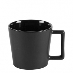 Kaffeebecher Kim Keramik matt schwarz 410ml mit Druck 