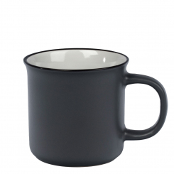 Becher Keramik Vintage matt grau 0,2l mit Druck 