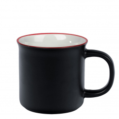 Becher Keramik Vintage matt schwarz 0,2l mit Druck 