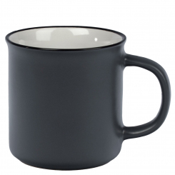 Becher Keramik Vintage matt grau 0,3l mit Druck 