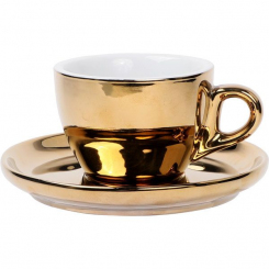 Cappuccinotasse 200ml Barista mit Untertasse Porzellan in gold 