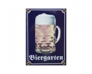 Emailleschild Biergarten Krug 