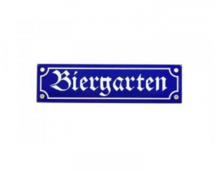 Emailleschild Biergarten blau 