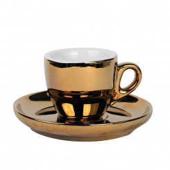 Espressotasse 55ml Barista mit Untertasse Porzellan in gold 