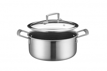 Kochtopf 20x9,5 cm mit Glasdeckel, keramikbeschichtet mit Wabenstruktur, Mäser Hestia Keramik 