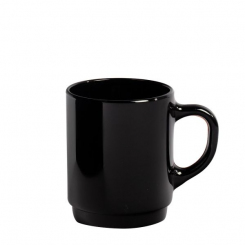 Glühweinglas Henkelbecher 26cl geeicht 0,2l schwarz glänzend mit Druck 