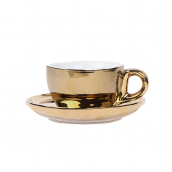 Kaffeetasse 160ml Barista mit Untertasse Porzellan in gold 
