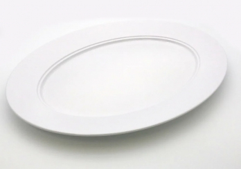 Melamin Diamond Round Fisch-/Steakplatte 36,5 x 28,5 cm weiß Q Squared 