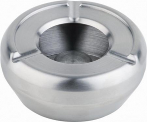 Aschenbecher matt poliert mit Windschutzdeckel Durchmesser 10 cm