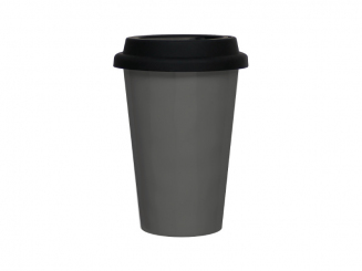 Melamin Coffee to Go Becher grau, Schraubverschluss Q Squared 