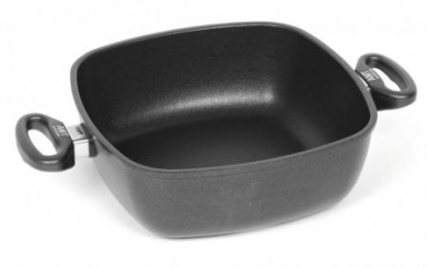 AMT Profi Eck-Pfanne Aluguss, Seitengriff 28 x 28 cm / 9 cm hoch 