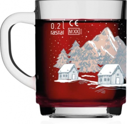Glühweinglas Pub Henkelbecher 250ml stapelbar, geeicht 0,2l Rastal, mit Wintermotiv 3-farbig 