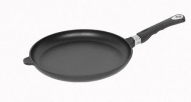 AMT Profi Bratpfanne flach Aluguss Induktion Ø 32 cm / Boden 28 cm, Gegengriff