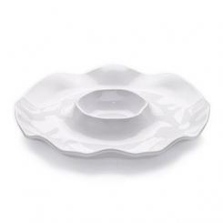 Melamin Ruffle Chip & Dip Platte 40,6 cm, weiß Q Squared 