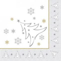 Weihnachtsservietten Royal Collection silber X-Mas Elegance, 250 Stück Papstar 