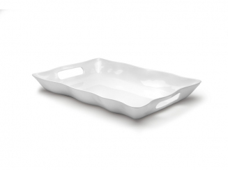 Melamin Ruffle Tablett groß, weiß Q Squared 