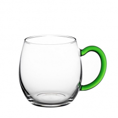 Weinseidel und Glühweinseidel 0,25l mit Henkel grün mundgeblasen mit Druck 