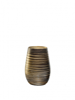Becher matt schwarz/gold geriffelt Twister metallic Stölzle 