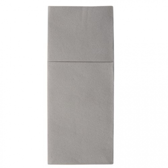 4x100 Stück Bestecktaschen 1/8-Falz grau Premium Airlaid-Serviette 