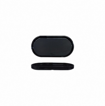 Teller oval mit Rand 200 x 99 x 19 mm schwarz Rim Line von Q Squared 