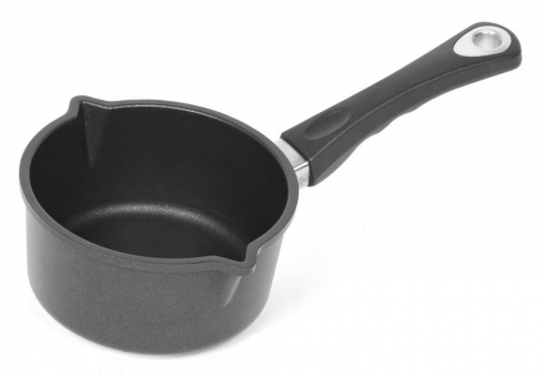 AMT Profi Milch- und Soßentopf mit zwei Ausgießern aus Aluguss – Induktion 18 cm