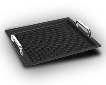 AMT GN BBQ-Grill-Back-/Bratplatten mit offener Raute aus Aluguss  GN 2/3 - 2,0 cm tief, Griffe, offene Raute
