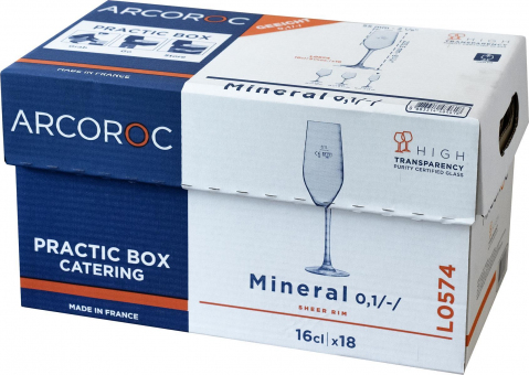 Sektkelch 160 ml Mineral Arcoroc mit Catering Box 18 Gläser ab 360 Stück Eichstrich 0,1l (20 Boxen)