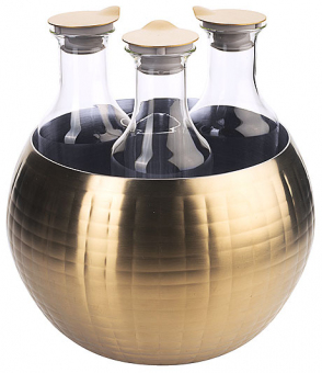 Carafine Gold Triplet mit 3 Glas-Karaffen 32cm von Frilich 