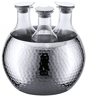 Carafine INOX Triplet Edelstahl 32cm von Frilich  gehämmert mit Kunststoff-Karaffen
