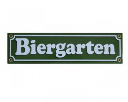 Emailleschild Biergarten, grün 