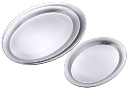 Serviertablett oval matt poliert Contacto Bander L/B/H 28,5 x 22 x 1,4 cm