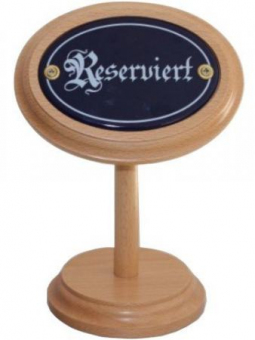 Tischaufsteller Buchenholz Emailleschild "Reserviert" 