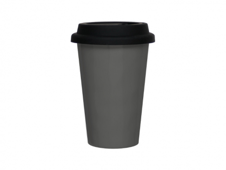 Melamin Coffee to Go Becher grau, Schraubverschluss Q Squared 