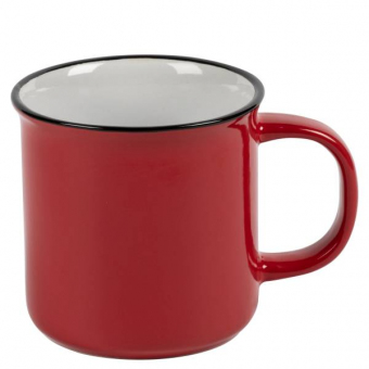 Becher Keramik Vintage rot 0,3l mit Druck 