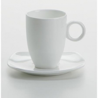 Espressotasse hoch, mit Untertasse Cashmere Square Maxwell Williams Restbestand 6 Stück 