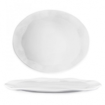 Melamin Ruffle Round Buffetplatte oval 53 x 43 cm, weiß Q Squared 