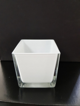 Tischlicht / Teelichthalter Glas weiß 