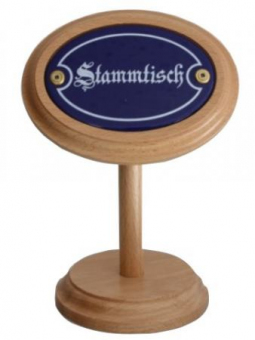 Tischaufsteller Buchenholz Emailleschild "Stammtisch" 