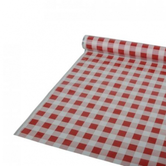 Tischdecke Folie weiss/rot Karo 50m x 80cm, 6 Rollen 